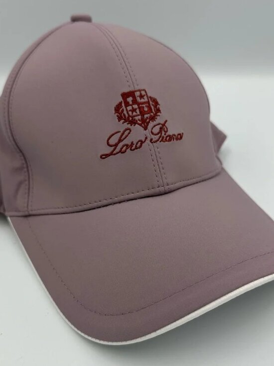 Loro Piana Pale Pink Storm System Cashmere Cap Mauve & White Trim Made in Italy main image 8
